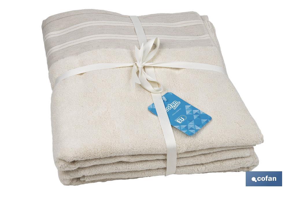 Lot de 2 serviettes de couleur nature avec 600 g/m2 | Gamme Inspiración | Lot de serviettes 95 % de coton et 5 % de lin  - Cofan