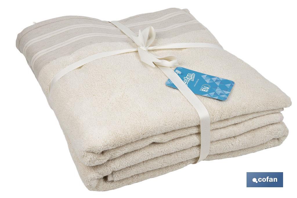 Lot de 2 serviettes de couleur nature avec 600 g/m2 | Gamme Inspiración | Lot de serviettes 95 % de coton et 5 % de lin  - Cofan