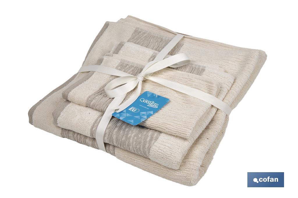 Lot de 3 serviettes de couleur nature avec 600 g/m2 | Gamme Alma | Lot de serviettes 95 % de coton et 5 % de lin - Cofan