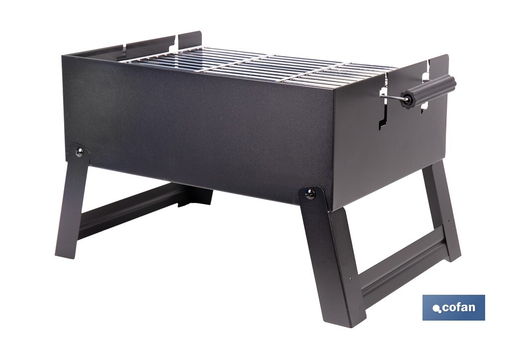 Barbacoa de carbón portátil plegable | Con parrilla cromada | Asas laterales | Compacta y fácil de transportar | Medidas: 45,5 x 34,5 x 31,5 cm - Cofan