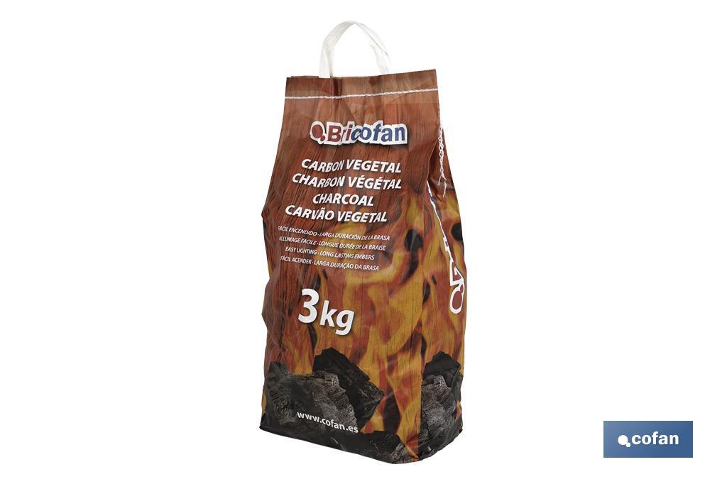 Sachet avec anses de charbon végétal | Poids de 3 kg | Haute performance - Cofan