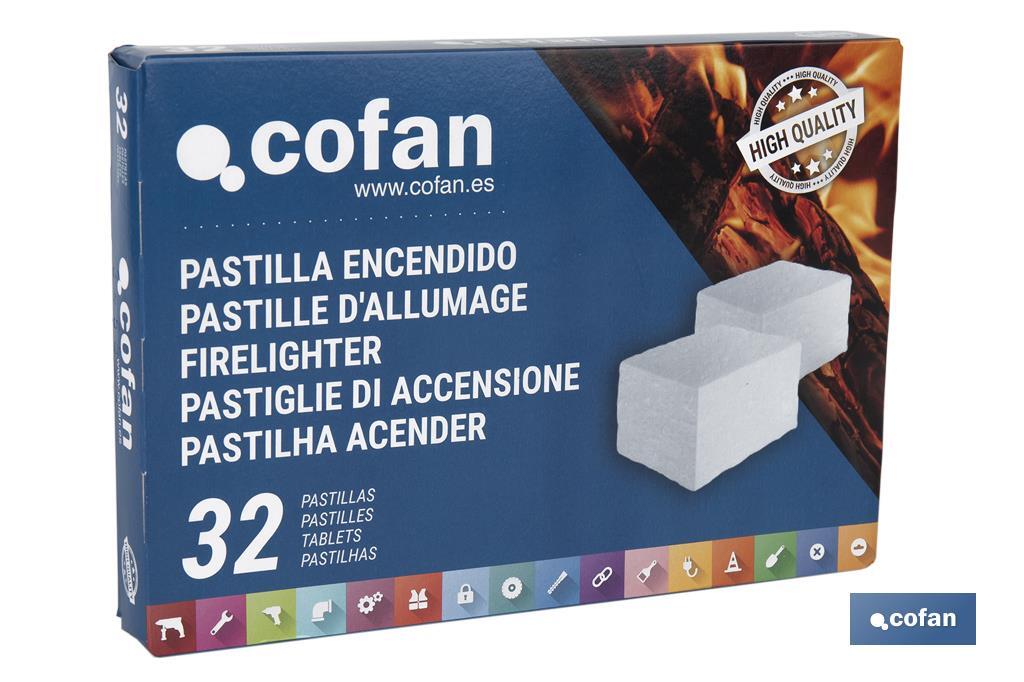 Pastillas de encendido para Barbacoa | Envase de 32 unidades | Rápido y Limpio - Cofan