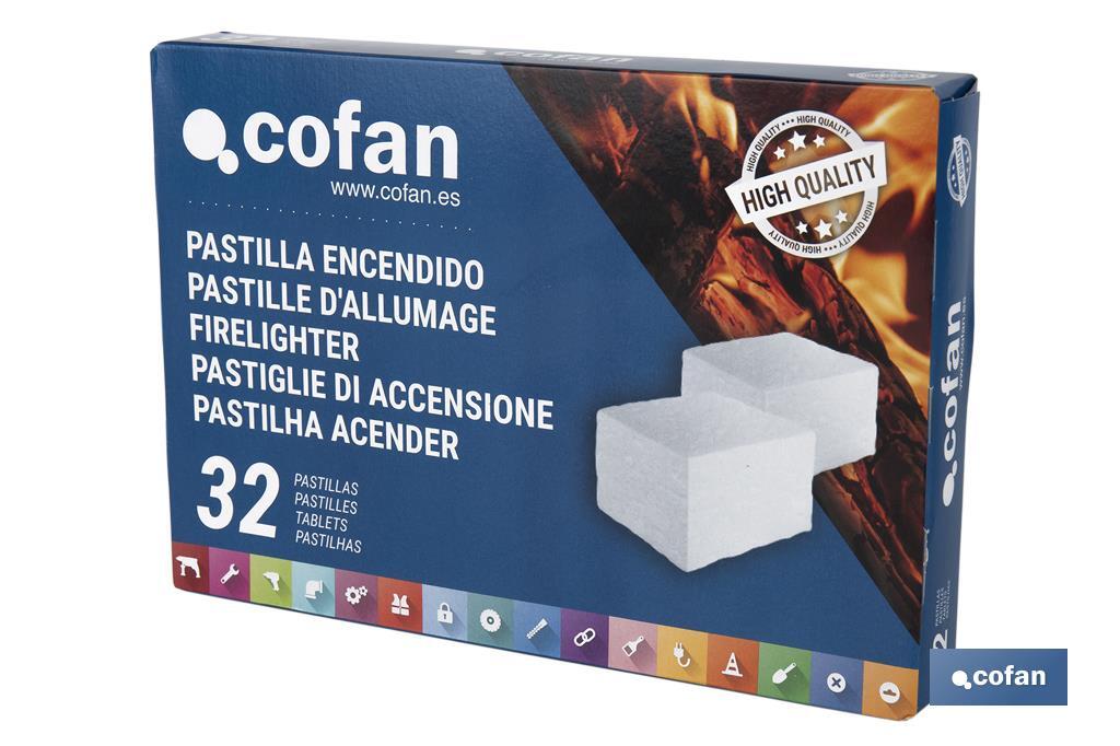 Pastillas de encendido para Barbacoa | Envase de 32 unidades | Rápido y Limpio - Cofan