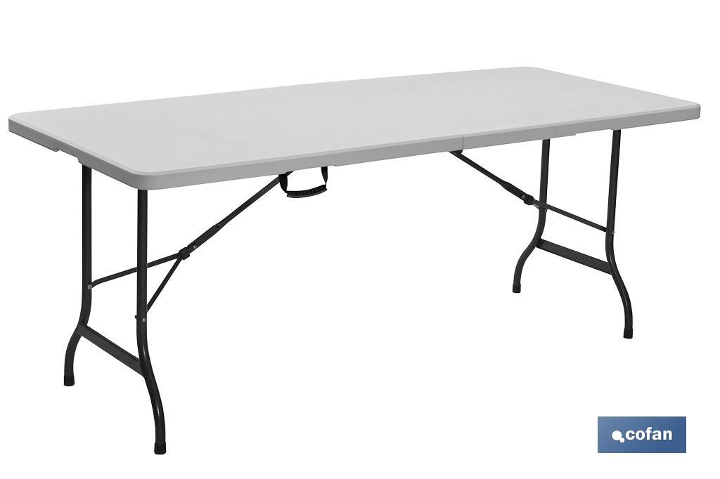 Mesa dobrável retangular com trava de segurança | Cor: branca | Disponível em dois tamanhos para escolher - Cofan