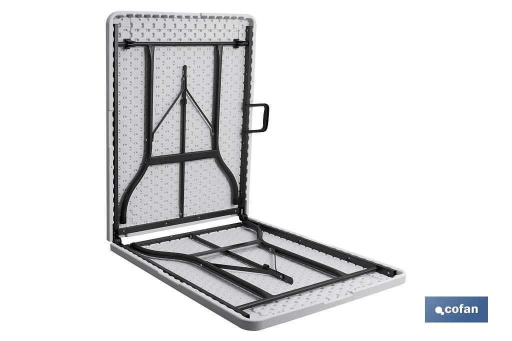 Mesa dobrável retangular com trava de segurança | Cor: branca | Disponível em dois tamanhos para escolher - Cofan