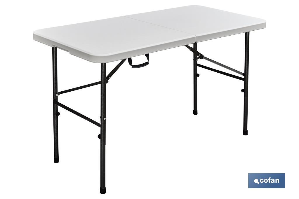 Mesa dobrável retangular | Cor: branca | Medidas da mesa desdobrada: 122 x 60 x 74 cm - Cofan