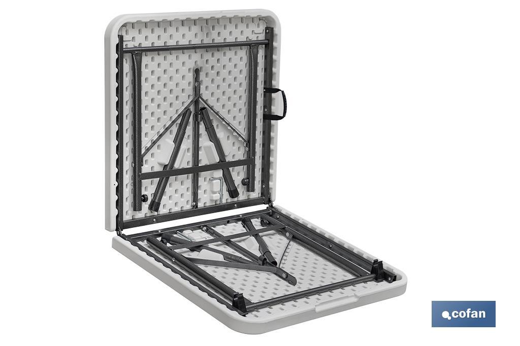 Mesa dobrável retangular | Cor: branca | Medidas da mesa desdobrada: 122 x 60 x 74 cm - Cofan
