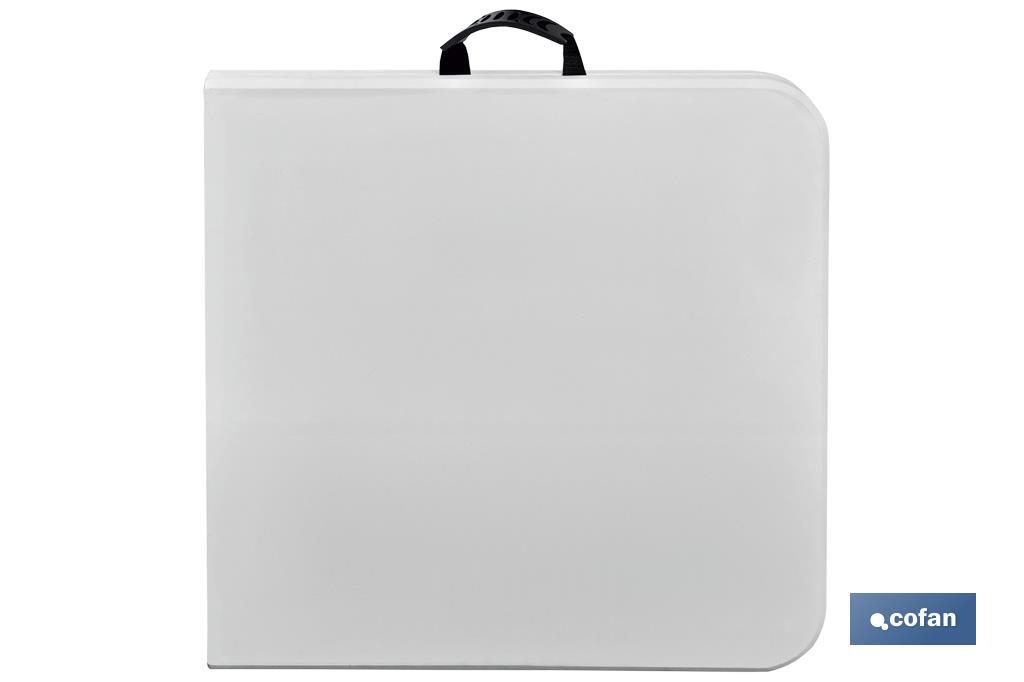 Mesa dobrável retangular | Cor: branca | Medidas da mesa desdobrada: 122 x 60 x 74 cm - Cofan