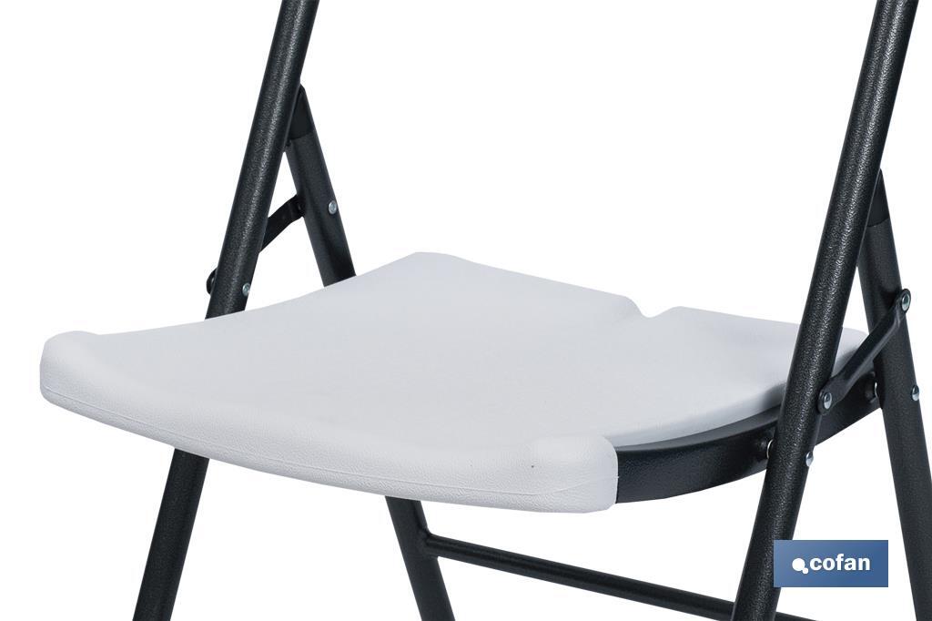 Cadeira dobrável de cor branca | Adequada para utilização no interior e no exterior | Dimensões: 46 x 53 x 86 cm  - Cofan
