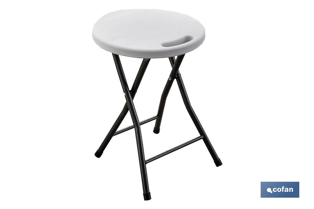 Banqueta dobrável em branco | Adequado para utilização no interior e no exterior | Dimensões: 33 x 30 cm largura x 46 cm altura - Cofan