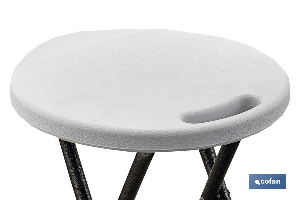 Banqueta dobrável em branco | Adequado para utilização no interior e no exterior | Dimensões: 33 x 30 cm largura x 46 cm altura - Cofan
