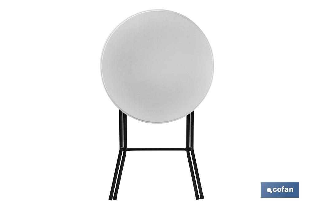 Table haute pliante ronde de couleur blanche | Appropriée pour l'intérieur et l'extérieur | Dimensions : Ø80 x 110 cm  - Cofan