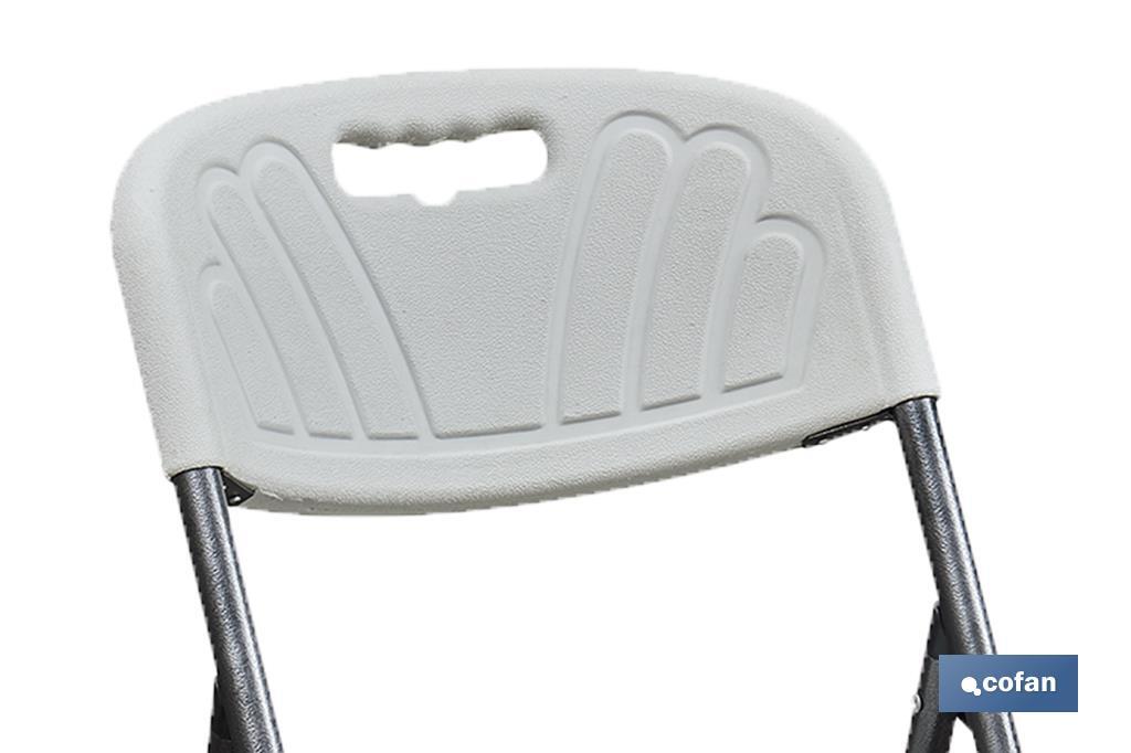 Chaise haute pliante de couleur blanche | Appropriée pour l'intérieur et l'extérieur | Dimensions : 77 x 44 x 109 cm  - Cofan