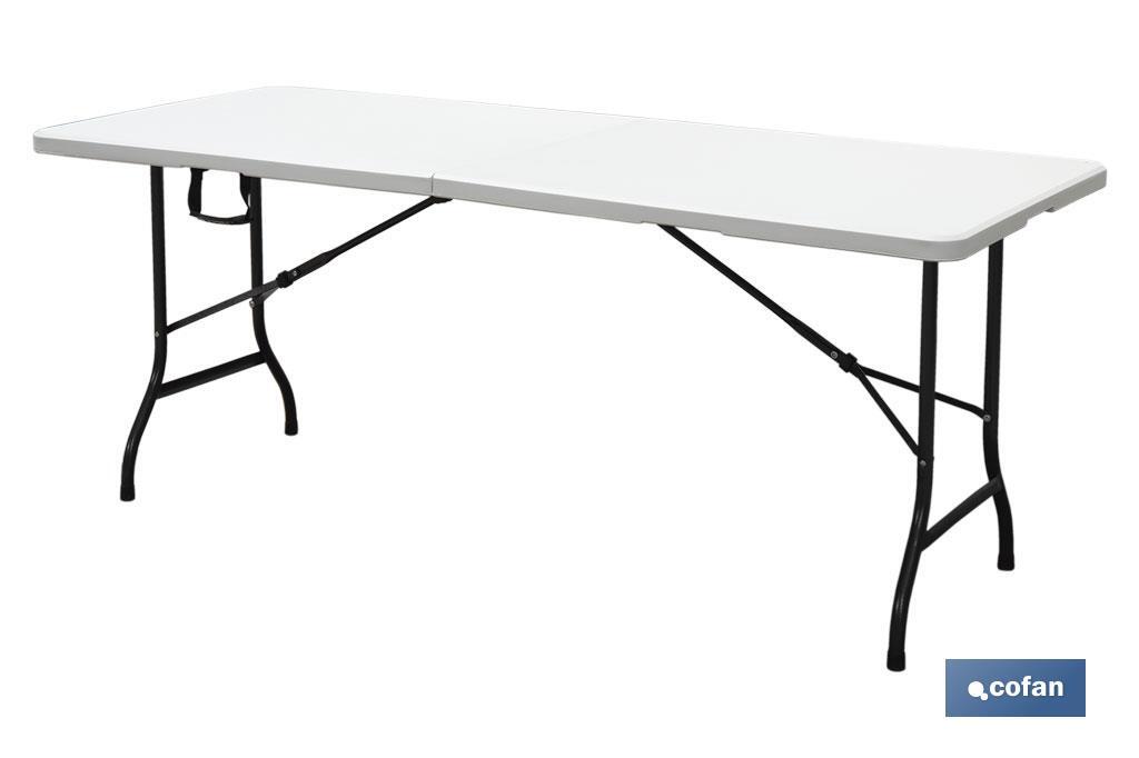 Mesa dobrável retangular com trava de segurança | Cor: branca | Disponível em dois tamanhos para escolher - Cofan