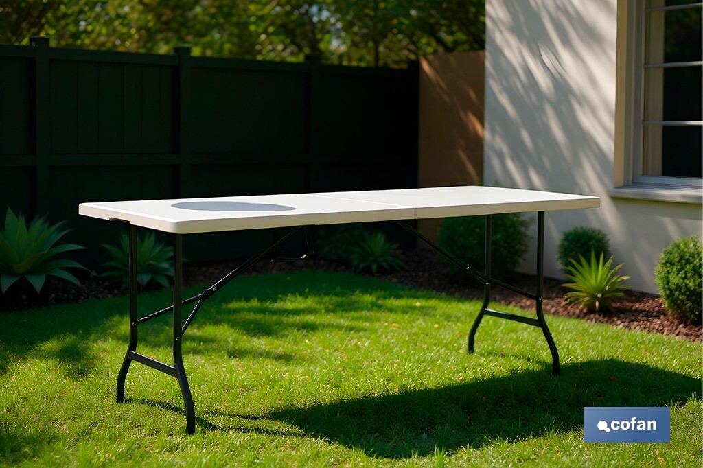 Folding rectangular table with security lock | White | Available in two sizes - Cofan
