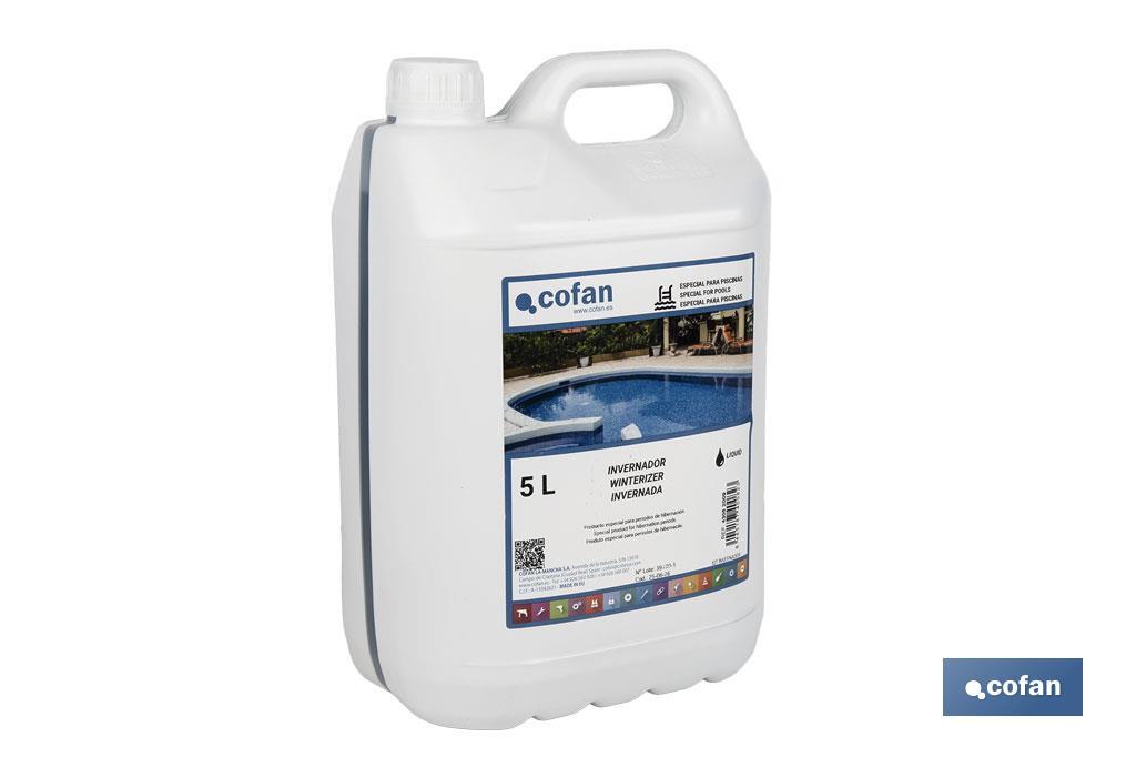 Invernador líquido para piscinas | Capacidad: 5 litros | Agua cristalina en Invierno - Cofan