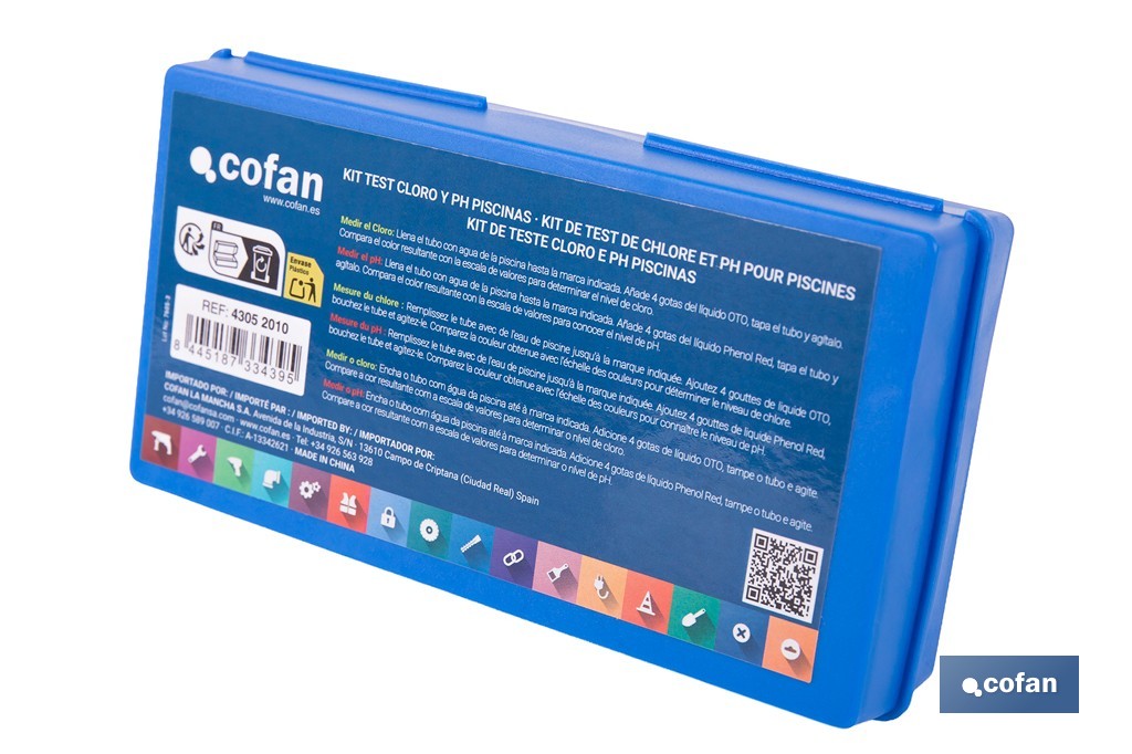 Kit of chlorine and pH test for swimming pools | Water meter and analyser - Cofan