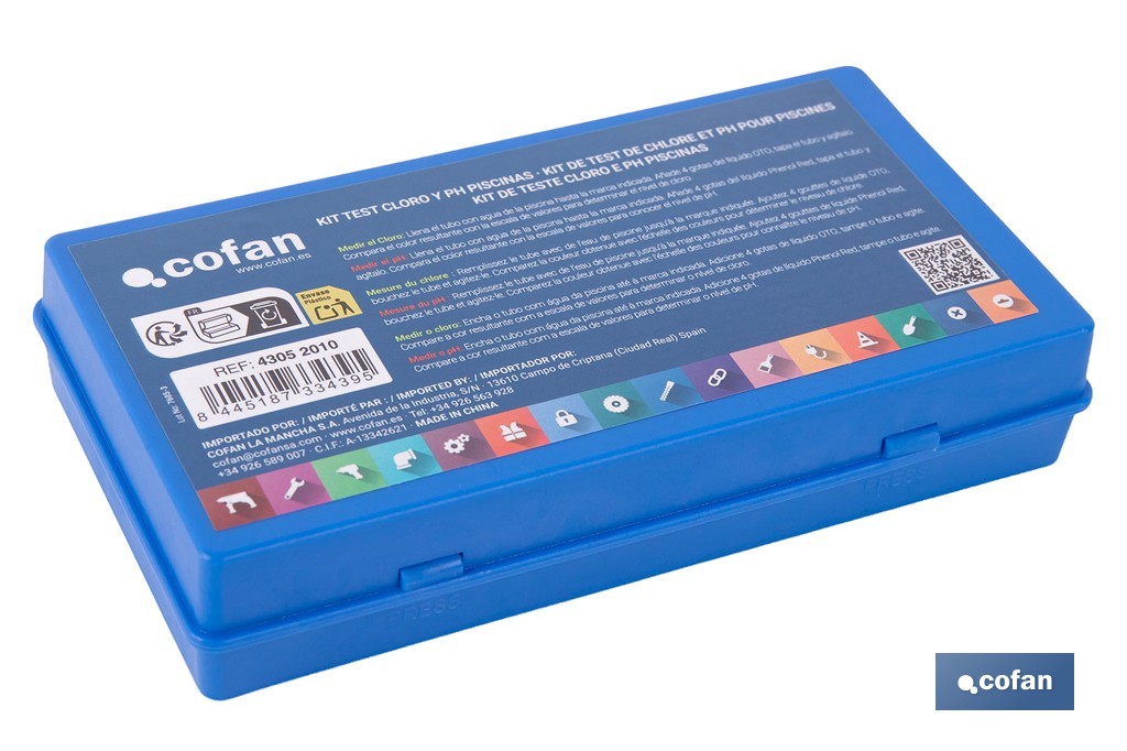 Kit of chlorine and pH test for swimming pools | Water meter and analyser - Cofan