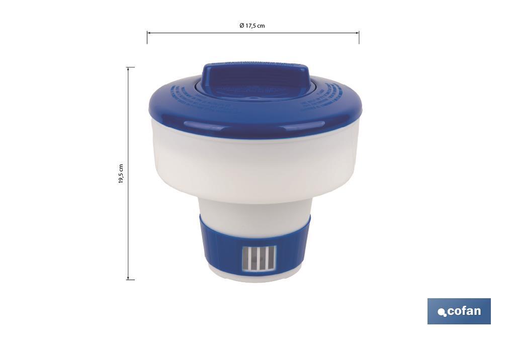 Dosificador de cloro flotante para piscinas en pastillas de 100 o 200 g - Cofan