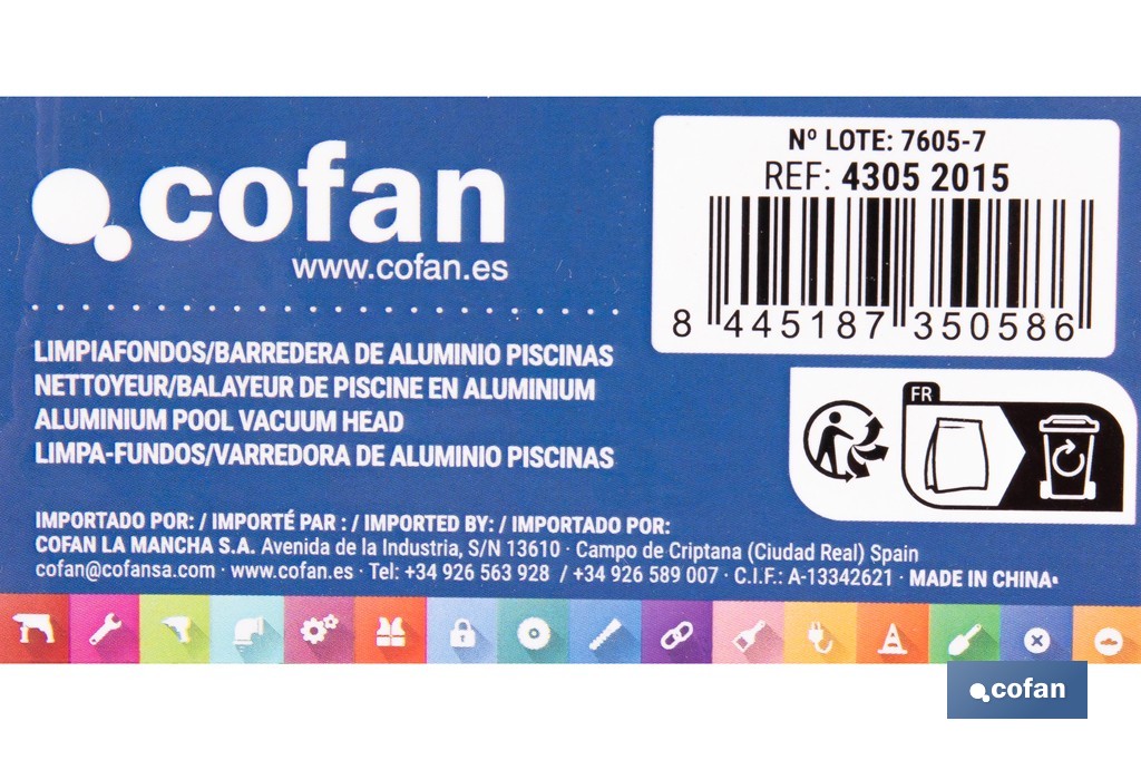 Pool vacuum head for swimming pools | Aluminium - Cofan