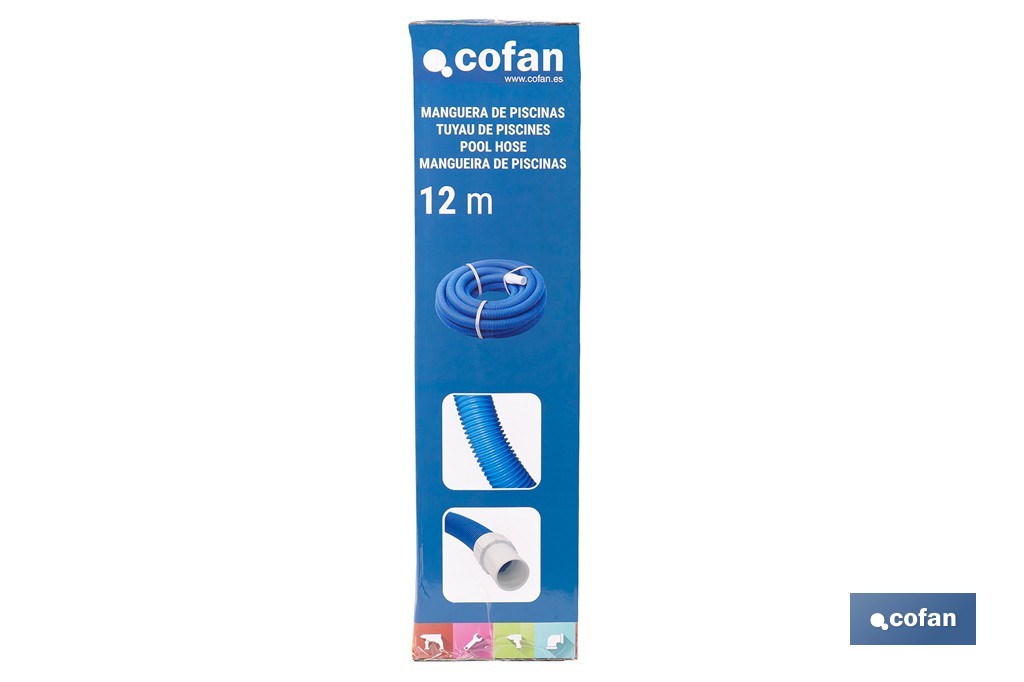 Manguera Autoflotante para Piscina Azul | Con Ø 3,8 cm de diámetro y 12 metros | Con 2 terminales - Cofan