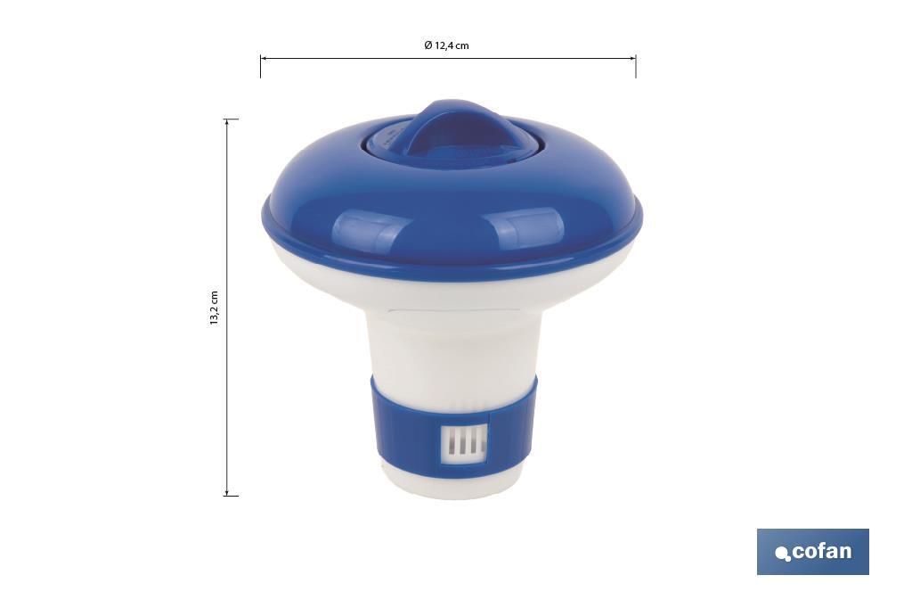 Dosificador de cloro flotante para piscinas en pastillas de 100 o 200 g - Cofan