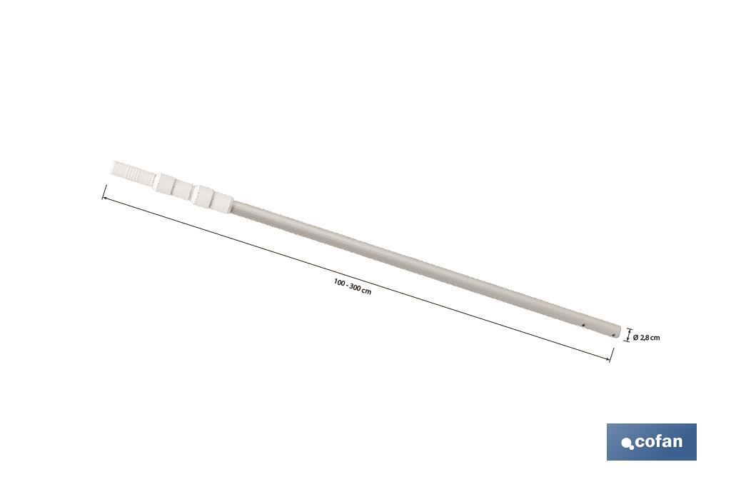 Pértiga Extensible de 100-300 cm para accesorios de limpieza de piscinas - Cofan