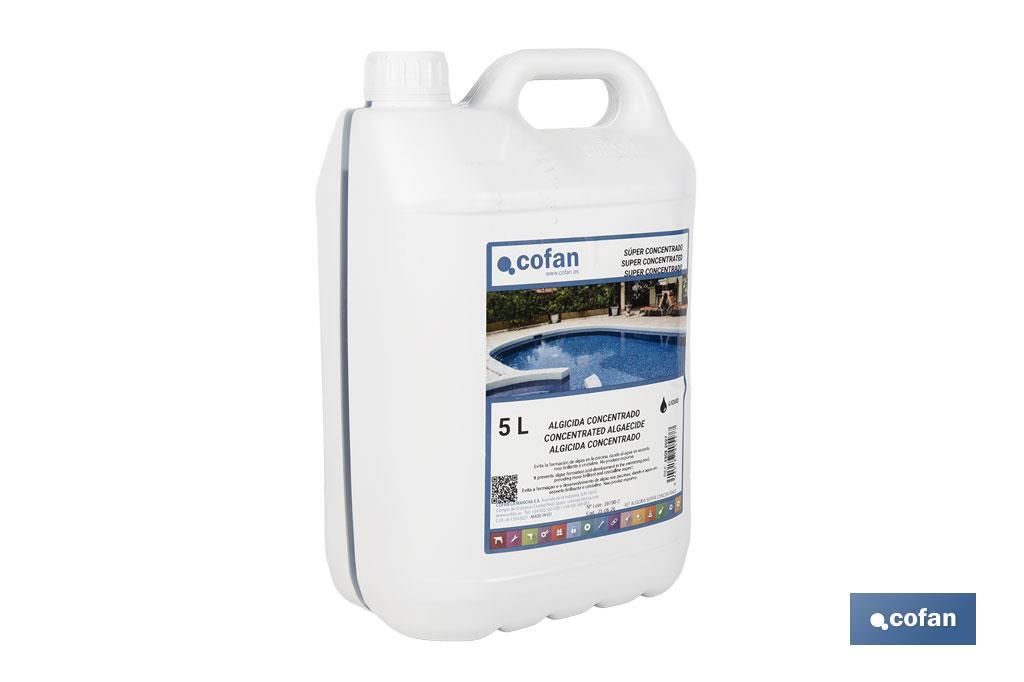 Algicida concentrado de 5 litros para piscinas | Prevención de algas y agua cristalina - Cofan