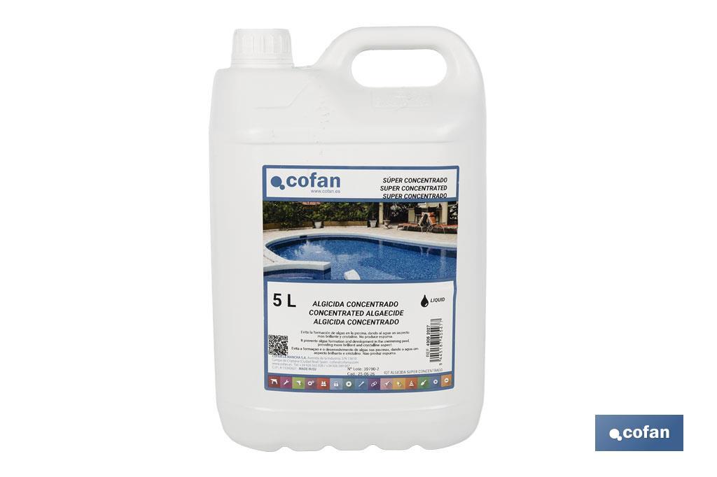 Algicida concentrado de 5 litros para piscinas | Prevención de algas y agua cristalina - Cofan