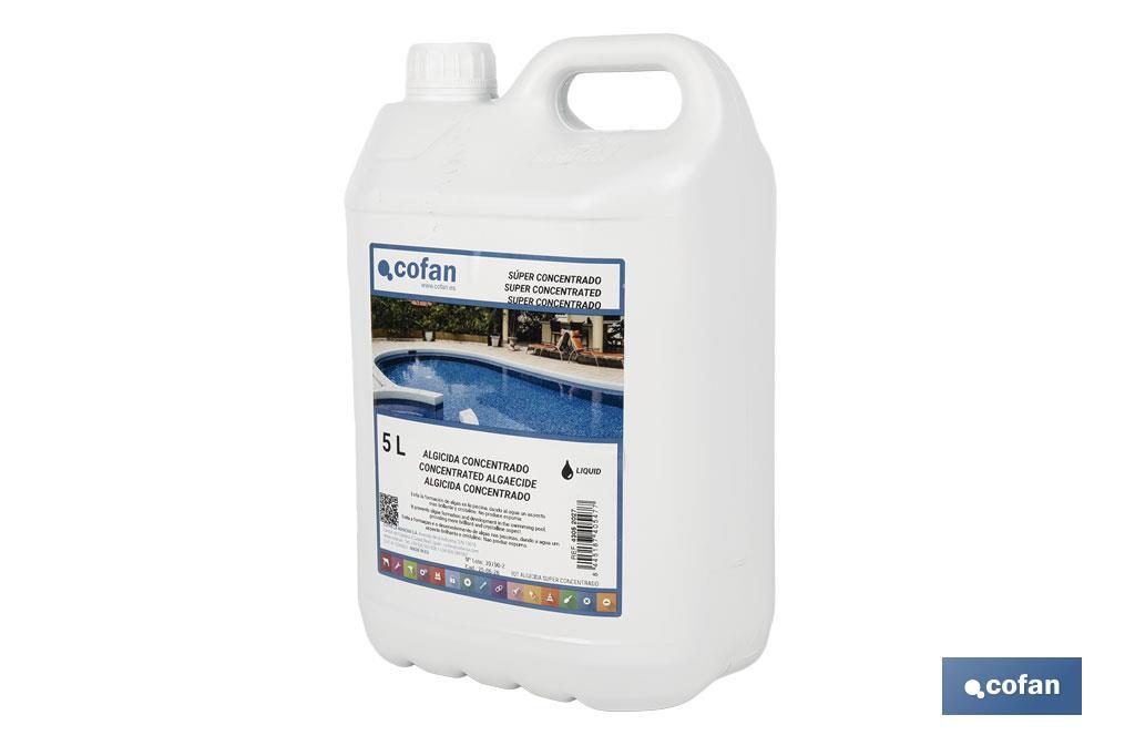 Algicida concentrado de 5 litros para piscinas | Prevención de algas y agua cristalina - Cofan