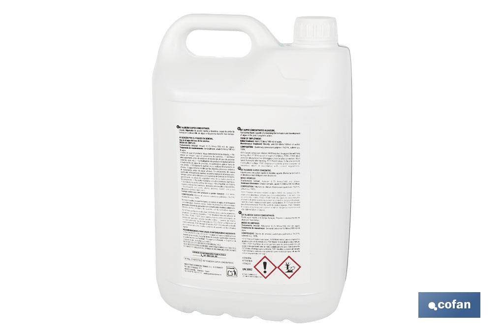 Algicida concentrado de 5 litros para piscinas | Prevención de algas y agua cristalina - Cofan