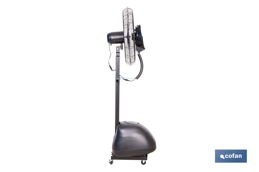 Ventilador industrial de pie con nebulizador | Depósito de 48 litros, 3 velocidades | Oscilación 90° y 3 aspas de aluminio - Cofan
