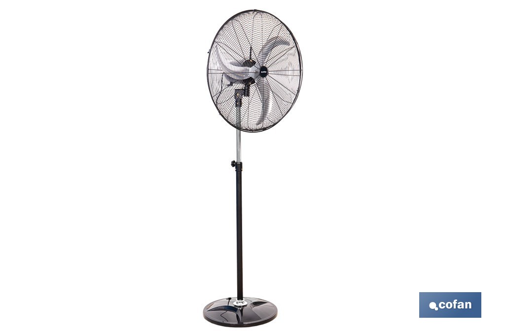 Ventilador de pie industrial con 3 velocidades | 3 aspas de aluminio, función de oscilación | Disponible en diferentes medidas y potencias - Cofan