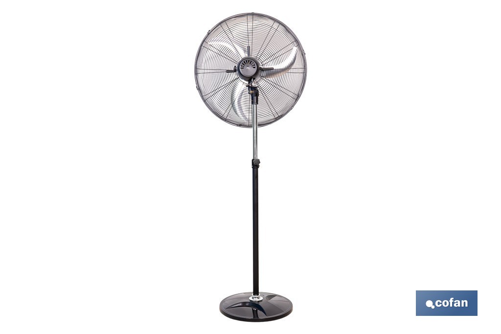 Ventilador de pie industrial con 3 velocidades | 3 aspas de aluminio, función de oscilación | Disponible en diferentes medidas y potencias - Cofan