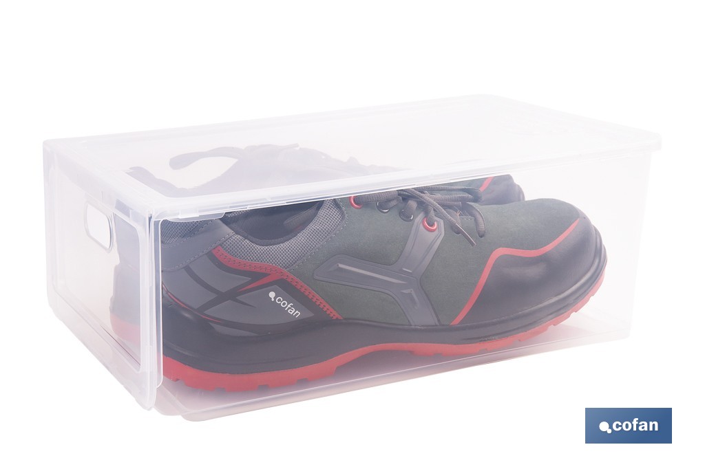 Zapatero apilable transparente | Organizador de zapatos | Medidas: 35,5 x 24,5 x 13,5 cm - Cofan