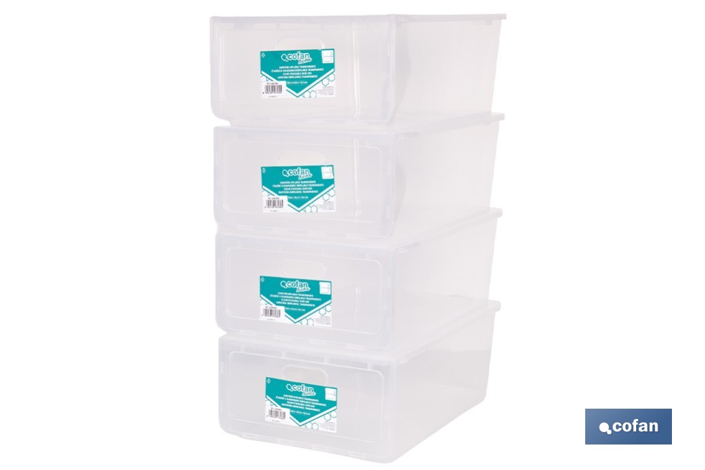 Zapatero apilable transparente | Organizador de zapatos | Medidas: 35,5 x 24,5 x 13,5 cm - Cofan