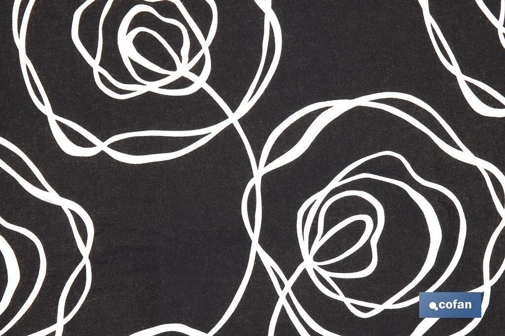 Funda acolchada para tabla de planchar | Tamaño universal con 3 capas | Estampado de rosas negras | Material: 100 % algodón | Refleja el vapor | Medidas: 135 x 53 cm - Cofan