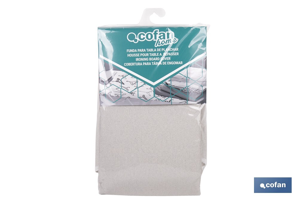 Funda acolchada para tabla de planchar | Color: gris metalizado | Material: 100 % algodón | Refleja el vapor | Disponible en dos medidas diferentes - Cofan