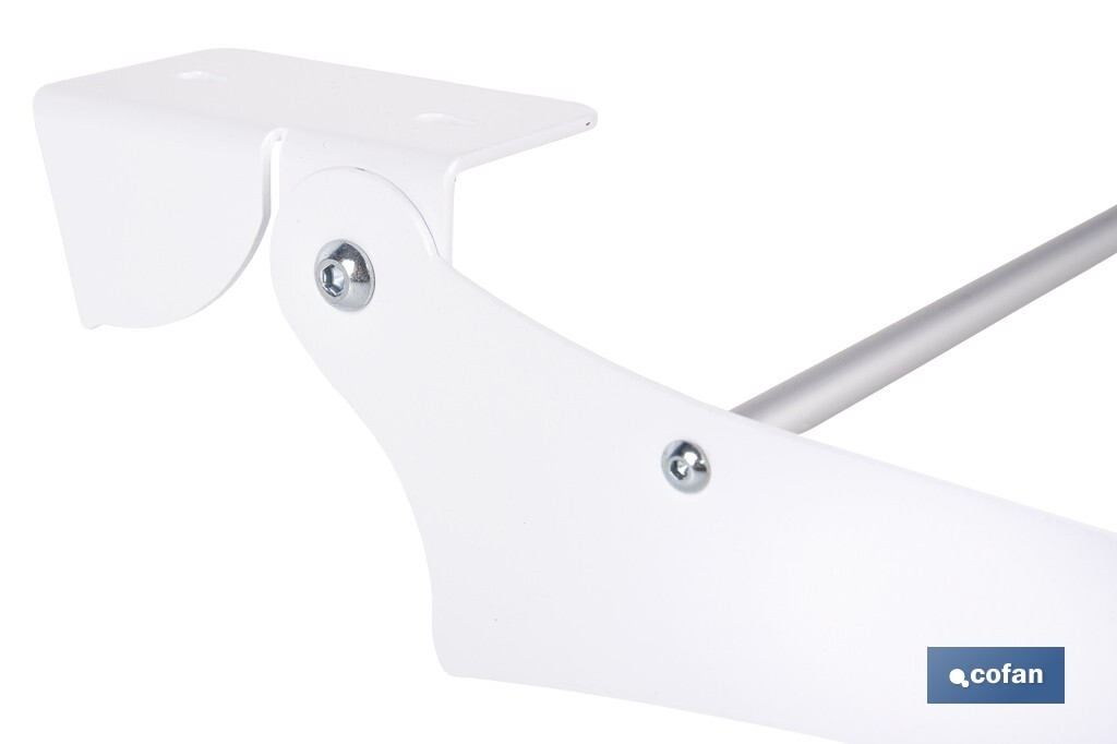 Tendedero de pared abatible | 6 varillas de aluminio | Área de tendido de 4,5 m | Longitud: 75 cm | Color: blanco - Cofan