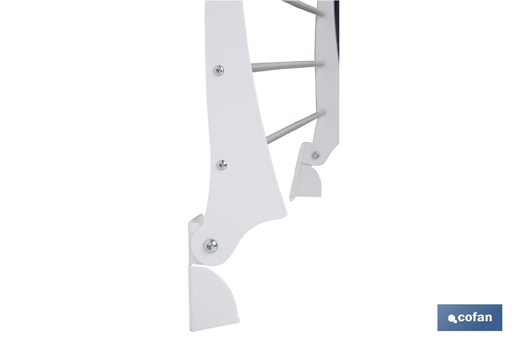Tendedero de pared abatible | 6 varillas de aluminio | Área de tendido de 4,5 m | Longitud: 75 cm | Color: blanco - Cofan