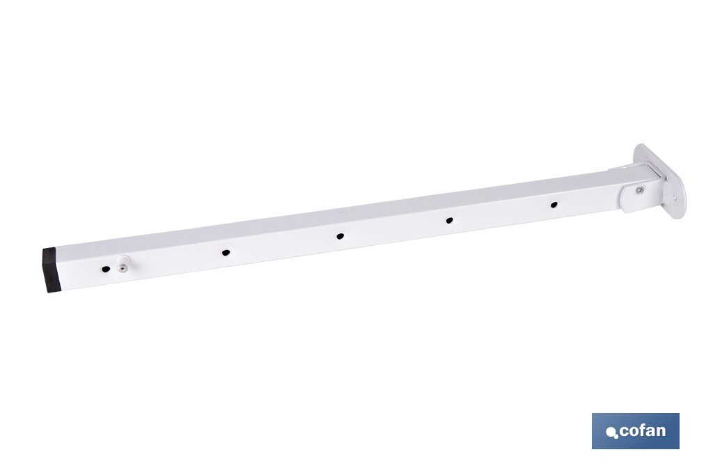 Tendedero de pared abatible | Con 2 soportes metálicos | Ancho de hasta 150 cm | Longitud: 50,5 cm | Incluye tornillos y tacos - Cofan