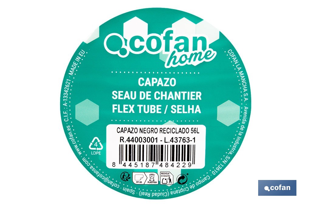 Capazo reciclado color negro | Polietileno reciclado | Disponible en diferentes capacidades - Cofan