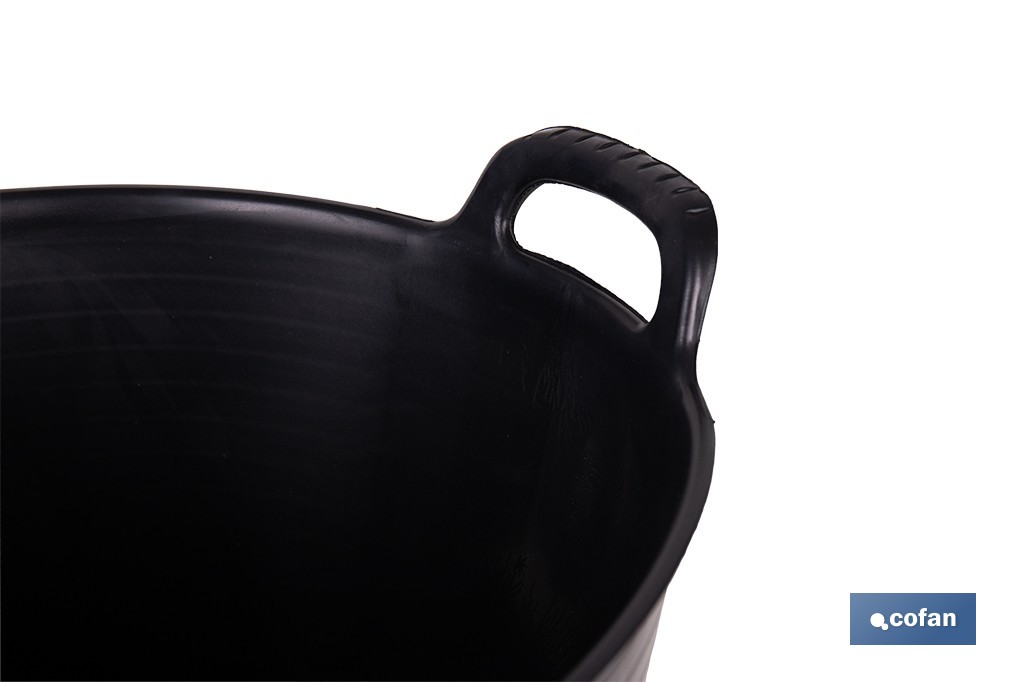 Capazo negro de polietileno reciclado con base plana estable | Adecuado para uso agrícola y construcción, poda, vendimia, apilable | Disponible en varias capacidades - Cofan
