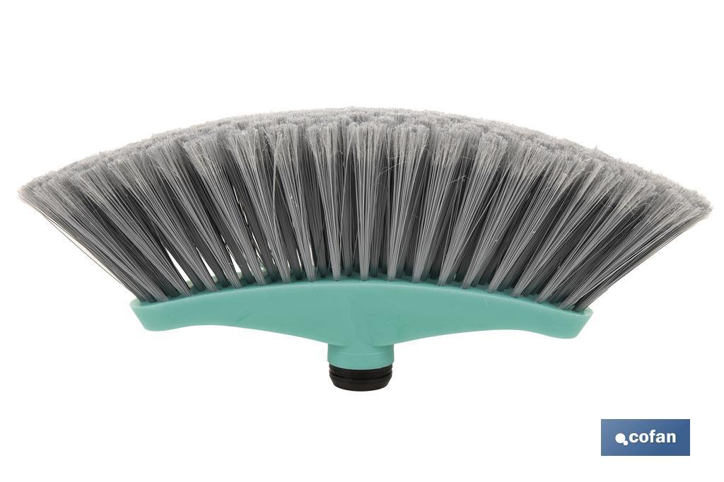 Cepillo de barrer | Taco de polipropileno | Fibras de PVC | Color: turquesa y gris | Medidas: 34 x 8 x 15 cm - Cofan