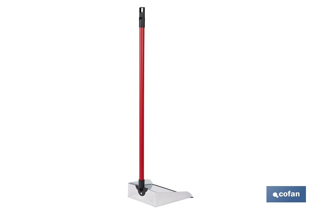 Pelle à poussière en métal | Tôle galvanisée | Manche fileté inclus | Durabilité et nettoyage professionnel | Dimensions : 83 x 24 cm - Cofan