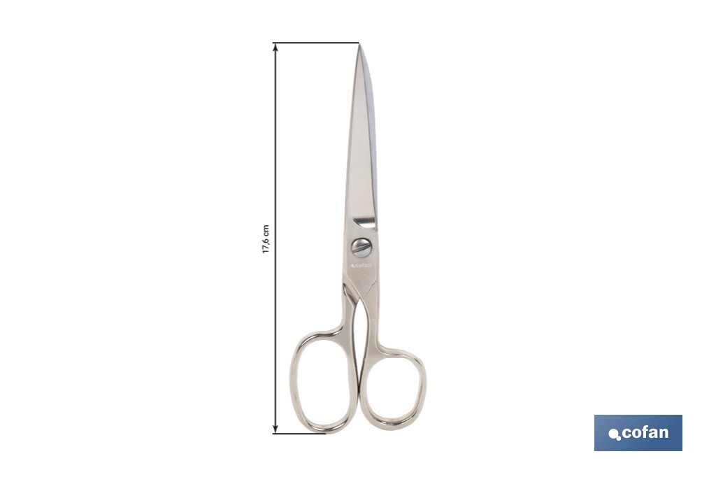 Tijeras de modista | Hojas de acero al carbono | Precisión en el corte de tejidos | Dedales de diferente tamaño| Acabado niquelado | Longitud 17,5 cm - Cofan