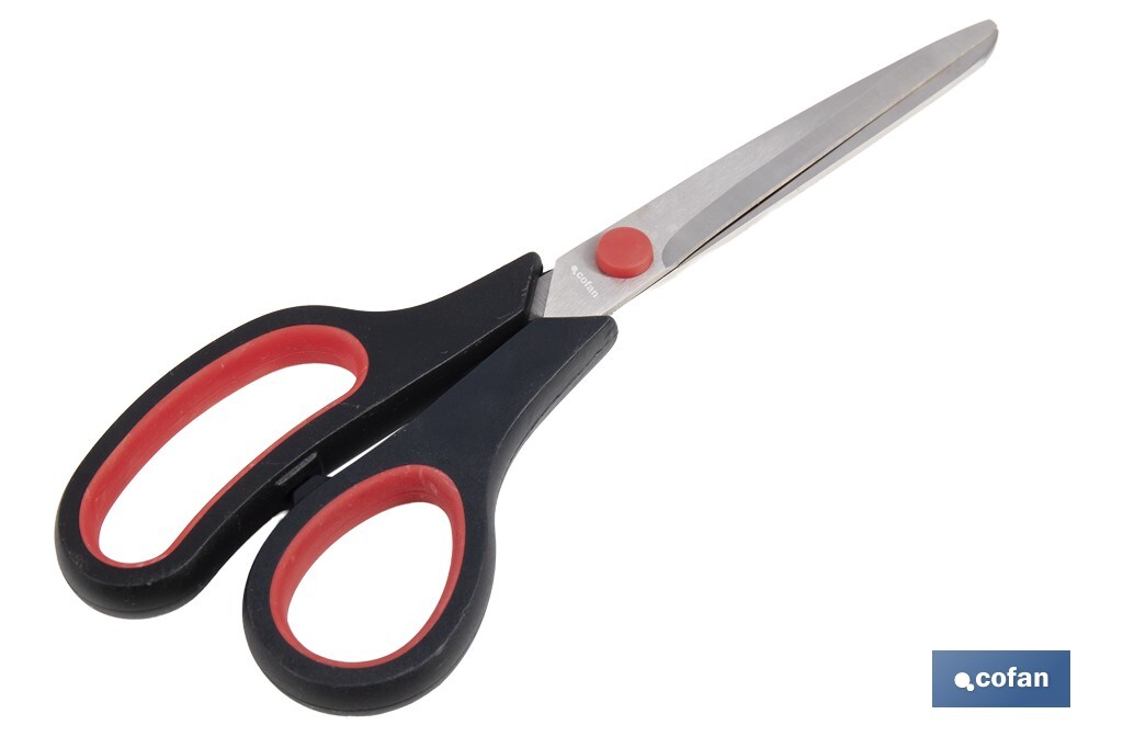Tijeras multiusos con mango bimaterial | Hojas de acero inoxidable | Adecuadas para tela, papel, plástico | Longitud: 21,5 cm - Cofan