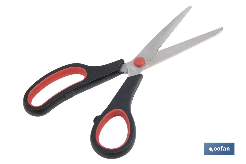 Tijeras multiusos con mango bimaterial | Hojas de acero inoxidable | Adecuadas para tela, papel, plástico | Longitud: 21,5 cm - Cofan