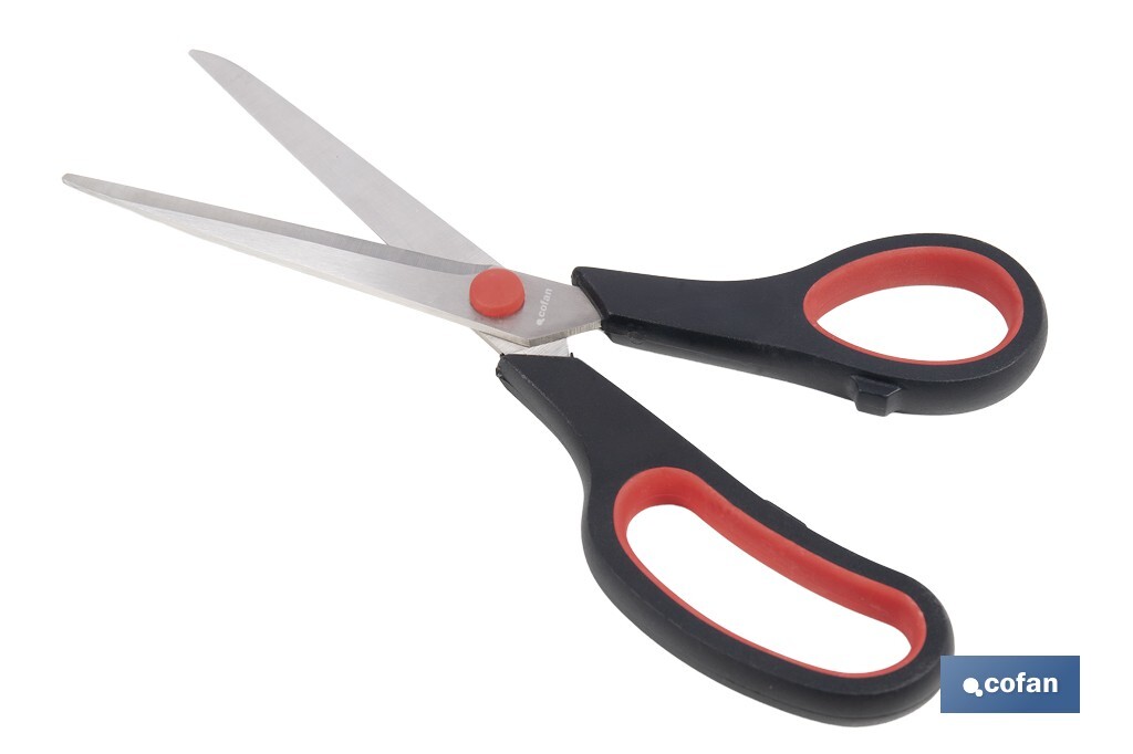 Tijeras multiusos con mango bimaterial | Hojas de acero inoxidable | Adecuadas para tela, papel, plástico | Longitud: 21,5 cm - Cofan