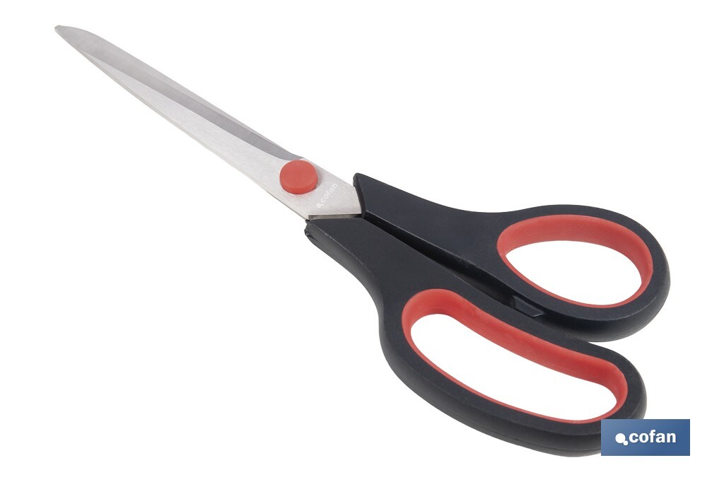 Tijeras multiusos con mango bimaterial | Hojas de acero inoxidable | Adecuadas para tela, papel, plástico | Longitud: 21,5 cm - Cofan